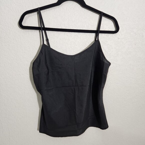 Black Spaghetti Strap Camisole Top Adjustable Straps Womens Medium - Picture 1 of 9